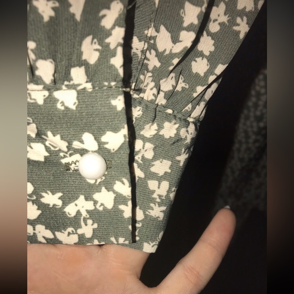 FREE SHIPPING Green dress with cream flowers oversized floaty summer dress - Picture 4 of 6